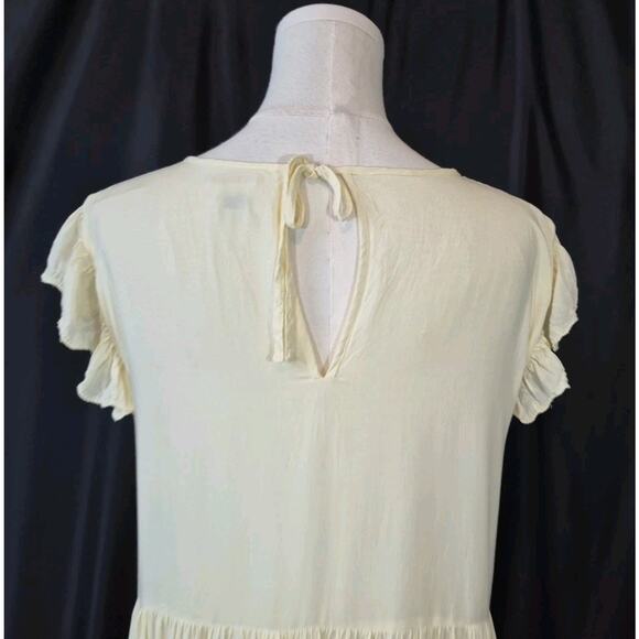 Aritzia Wilfred Sidonie Light Yellow Ruffled Tiered Modal Mini Dress XS - Picture 7 of 10